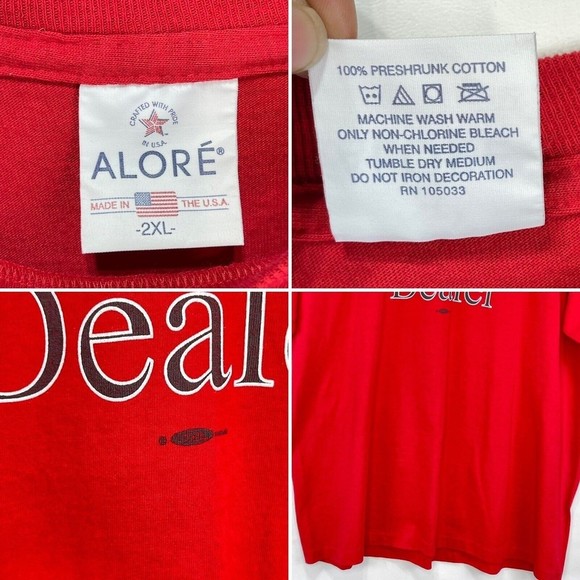 VTG ALORE Mens 2XL Red Short Sleeve T-Shirt Graphic tee - Picture 9 of 13